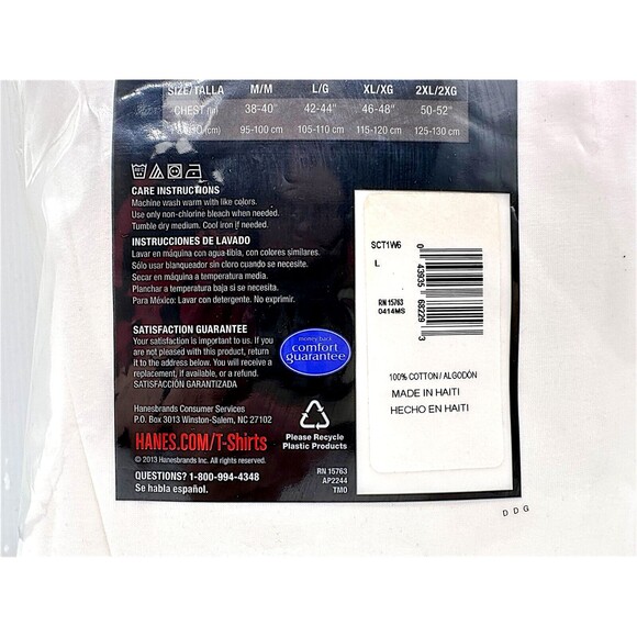 NEW Hanes Best Tagless T-Shirt 6Pk Large White 2013 - Picture 6 of 6